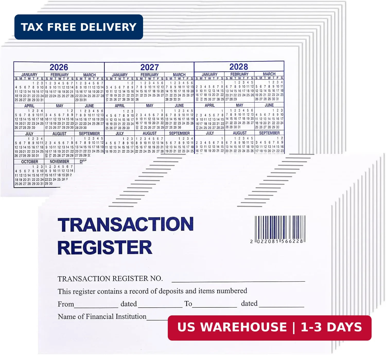 24 PCS Check Registers for Personal Checkbook, Easy to Read Checkbook Register