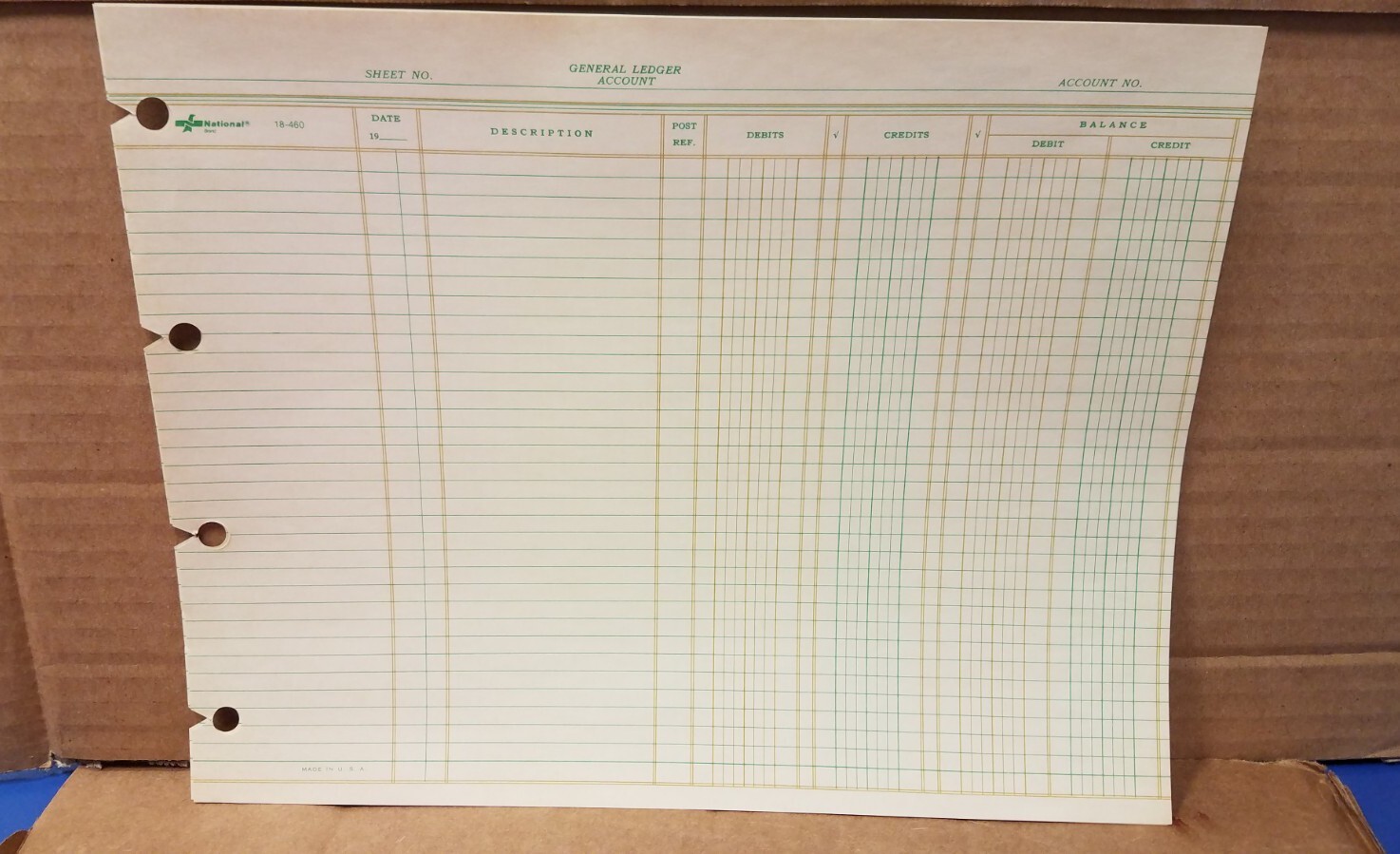 100 Sheets National Brand 18-460 Filler General Ledger Eye Ease