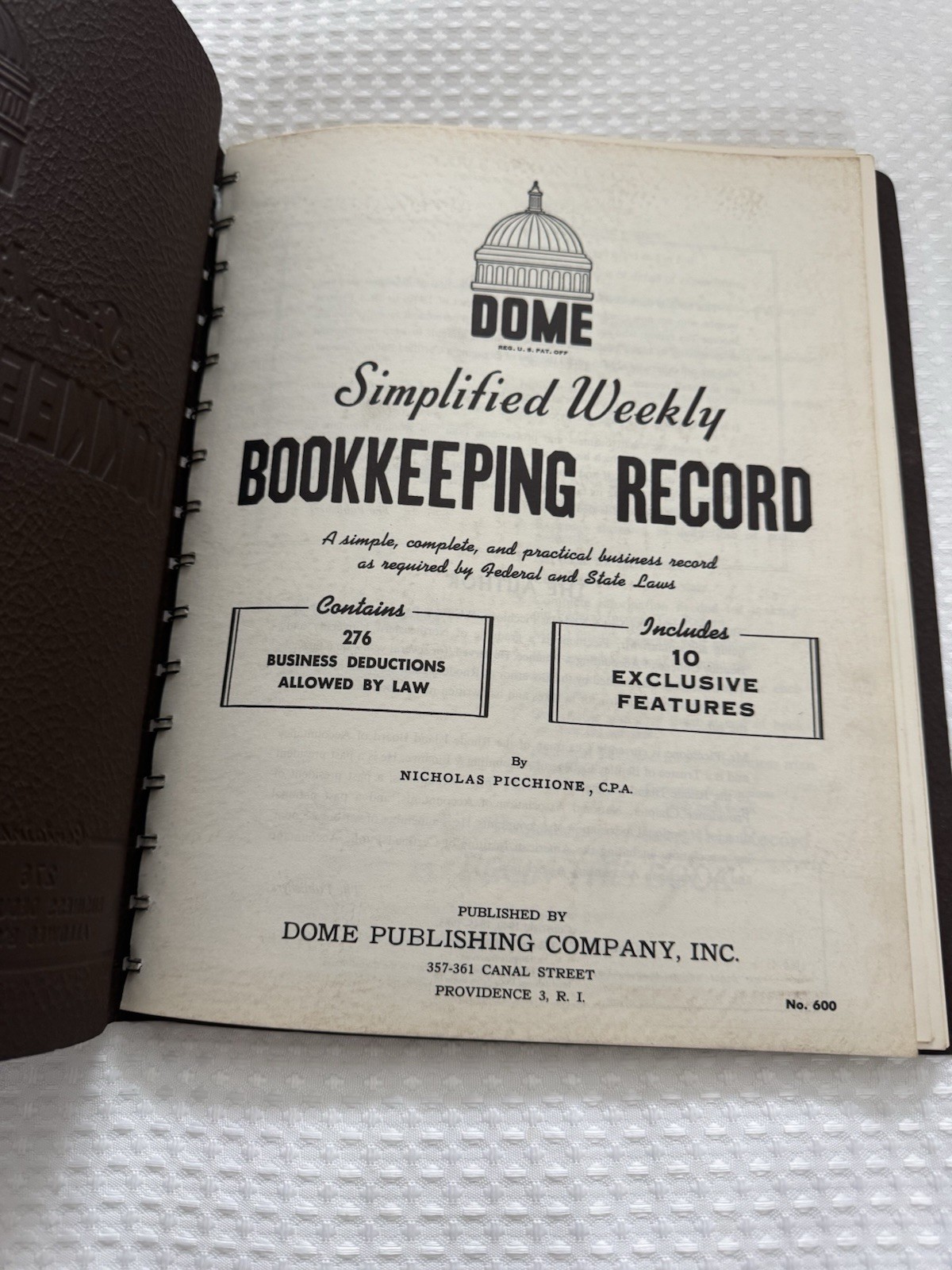 Vintage Dome Simplified Weekly Bookkeeping Record No 600 Unused Ledger Accounts