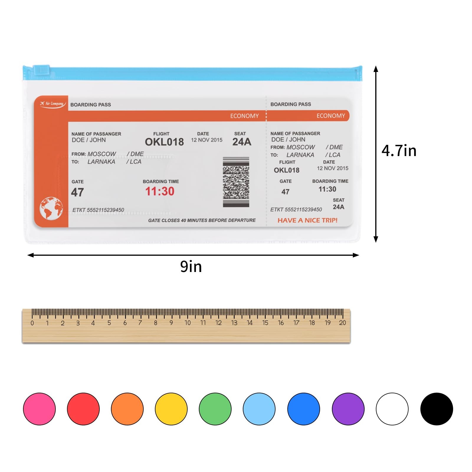 EOOUT 32pcs Poly Zip Envelope, One Size, Blue,green,orange,transparent,white