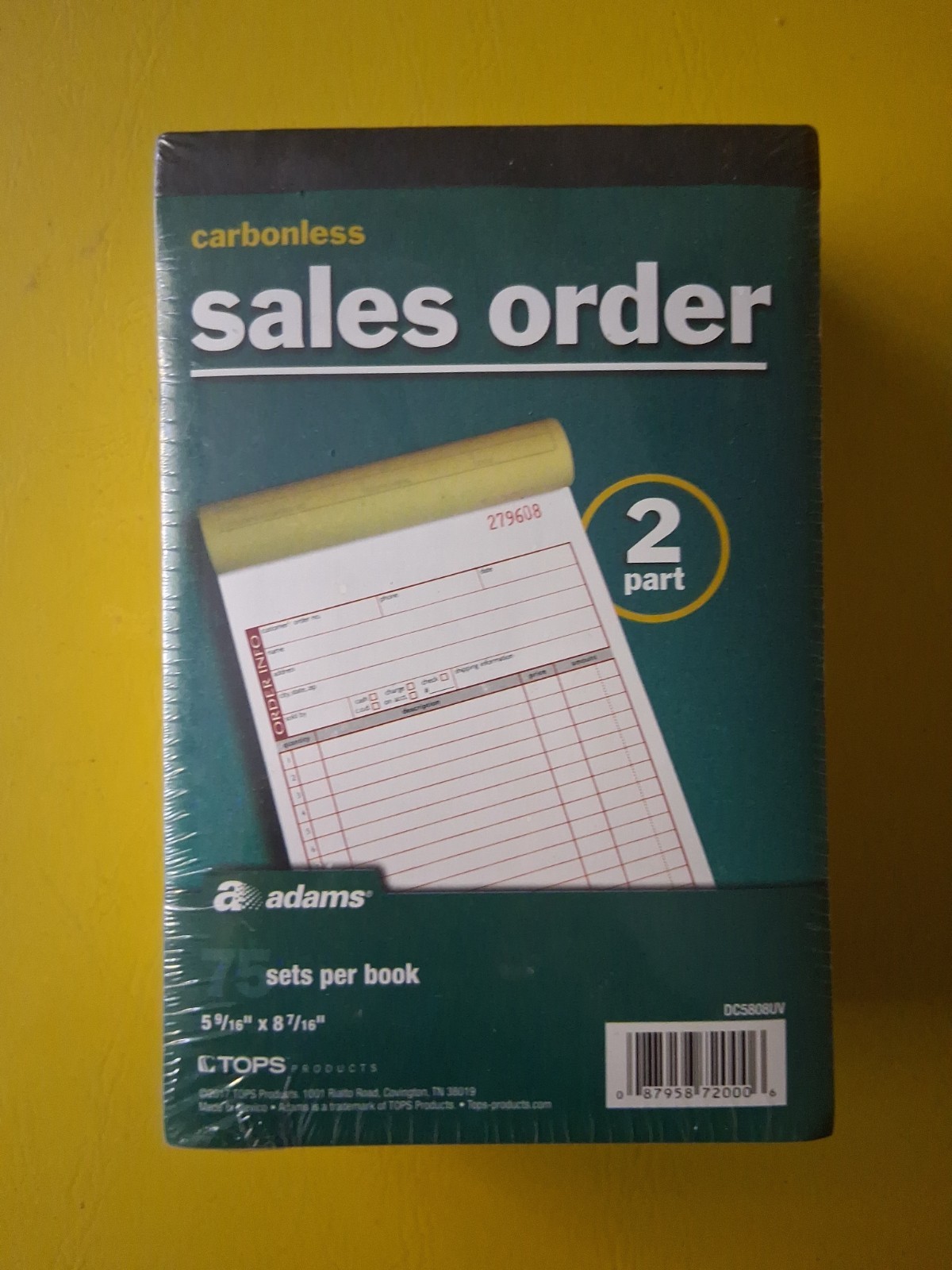 5pk Sales Order Book Carbonless 2 part 75 Pages each (375 Total) Adams DC5808UV