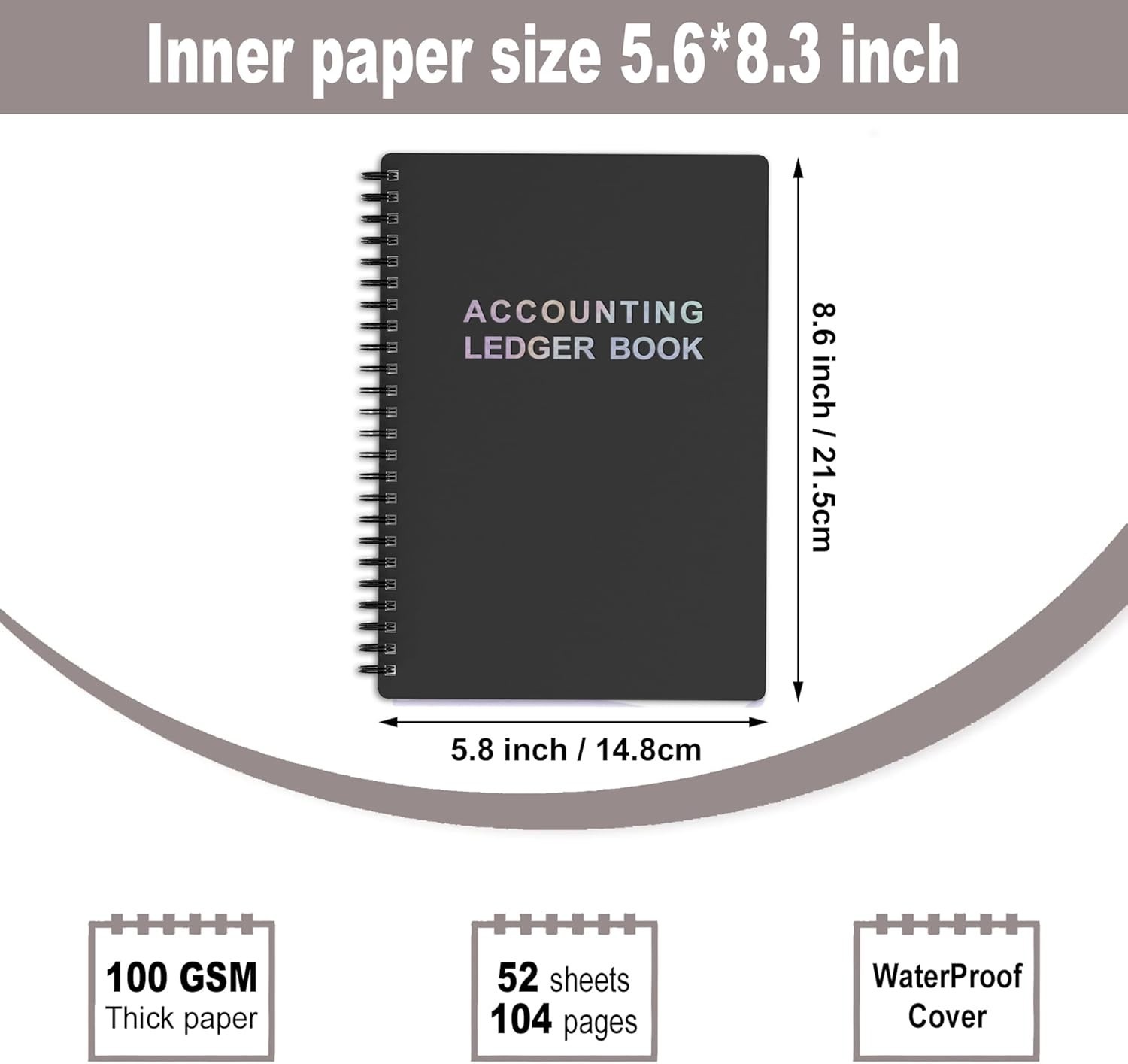 Accounting Ledger Book – A5 Check Register for Small Businesses & Personal Use,