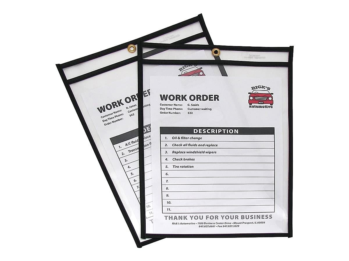 C-Line 46912 Shop Ticket Holders, Stitched, Both Sides 9 x 12 inches, Black