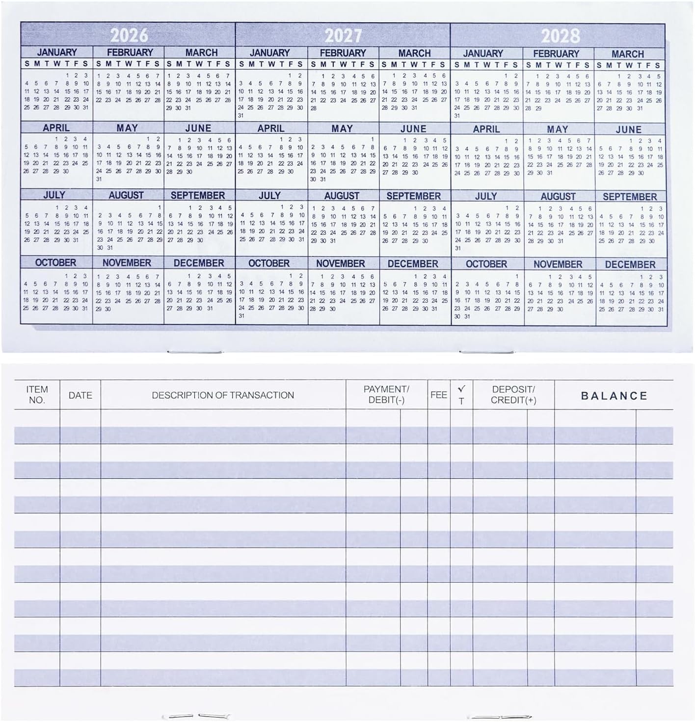 20 Pack Checkbook Register, Check Registers for Personal, Blank Ledger Transact