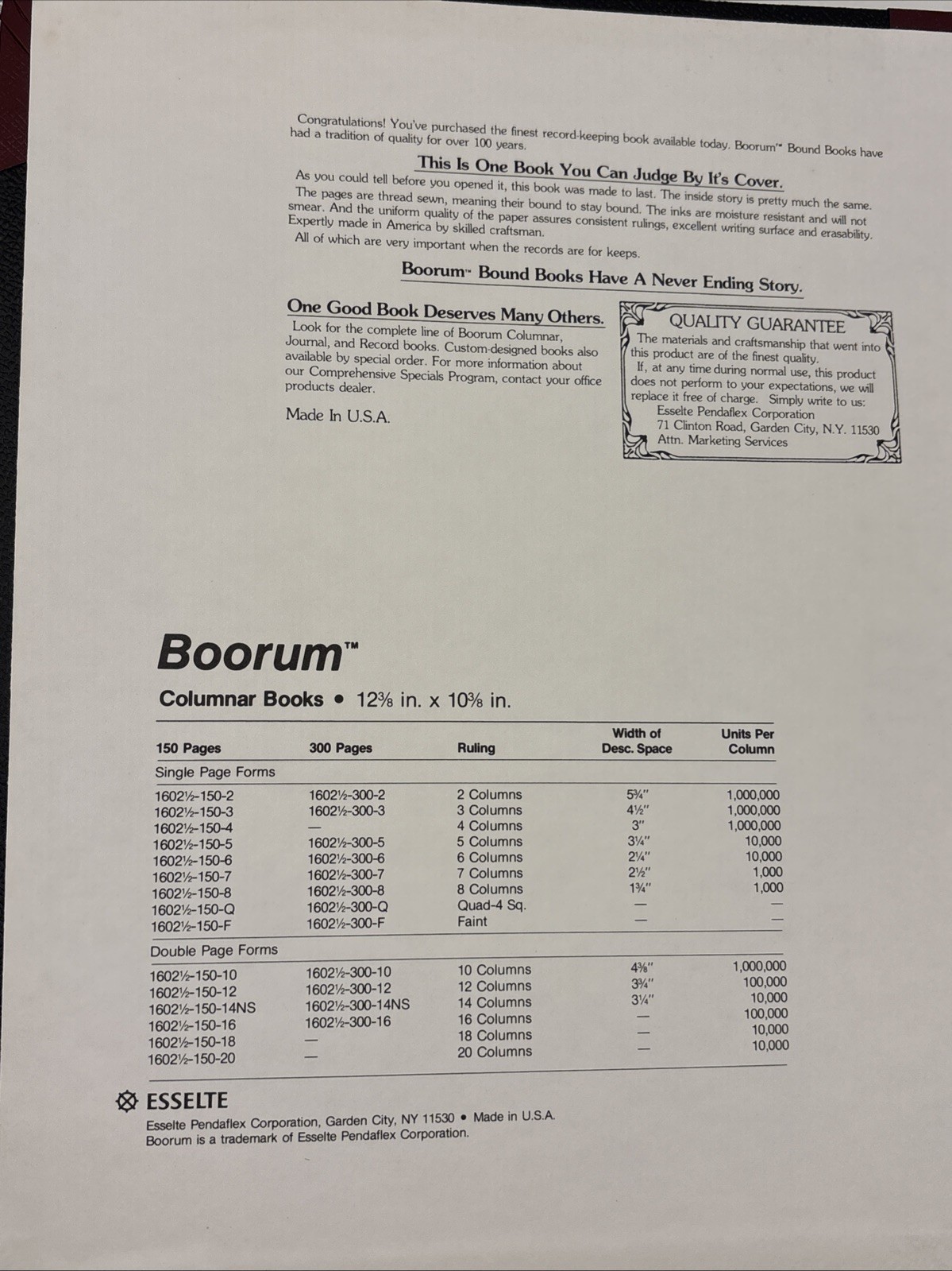 VTG Boorum Columnar Accounting Book 12 Column Black Cover 80 Pages 1602 1/2