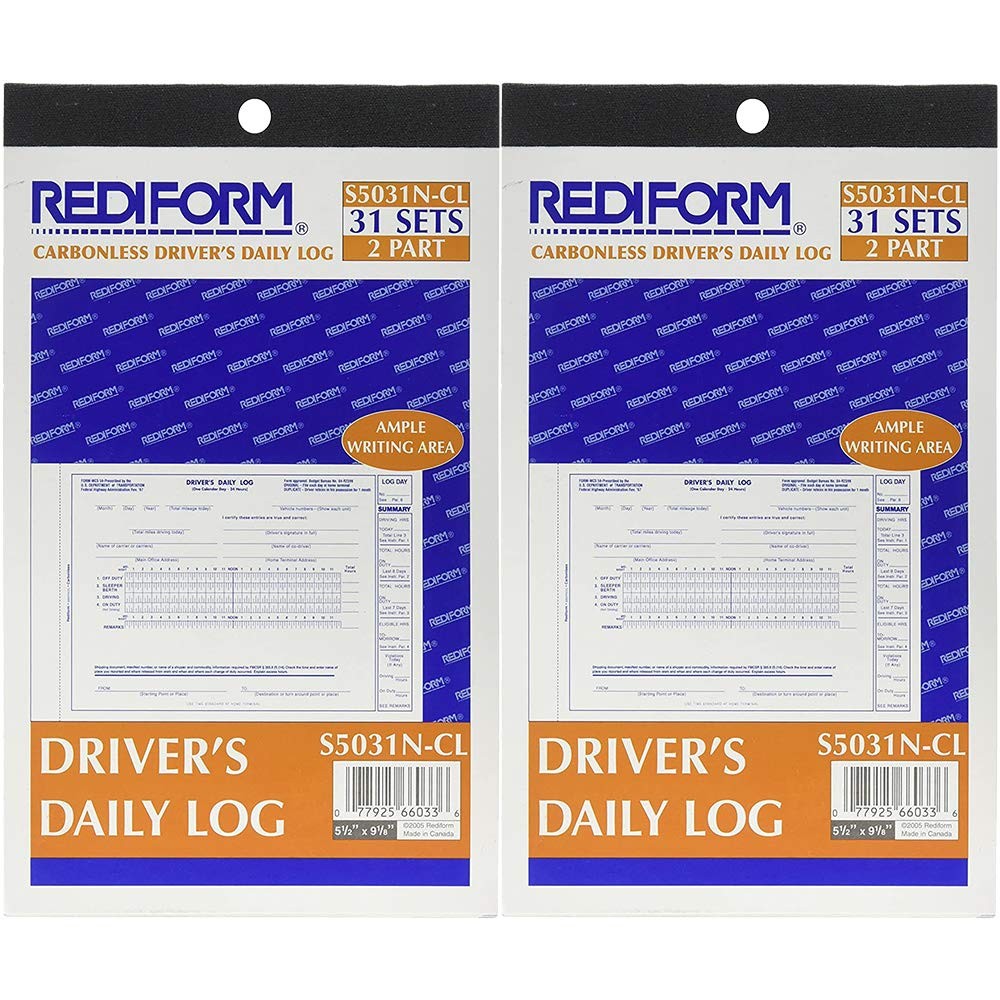 Driver’s Daily Log Book Carbonless Duplicate 31 Sets Blue 8.75 x 5.38 Inches