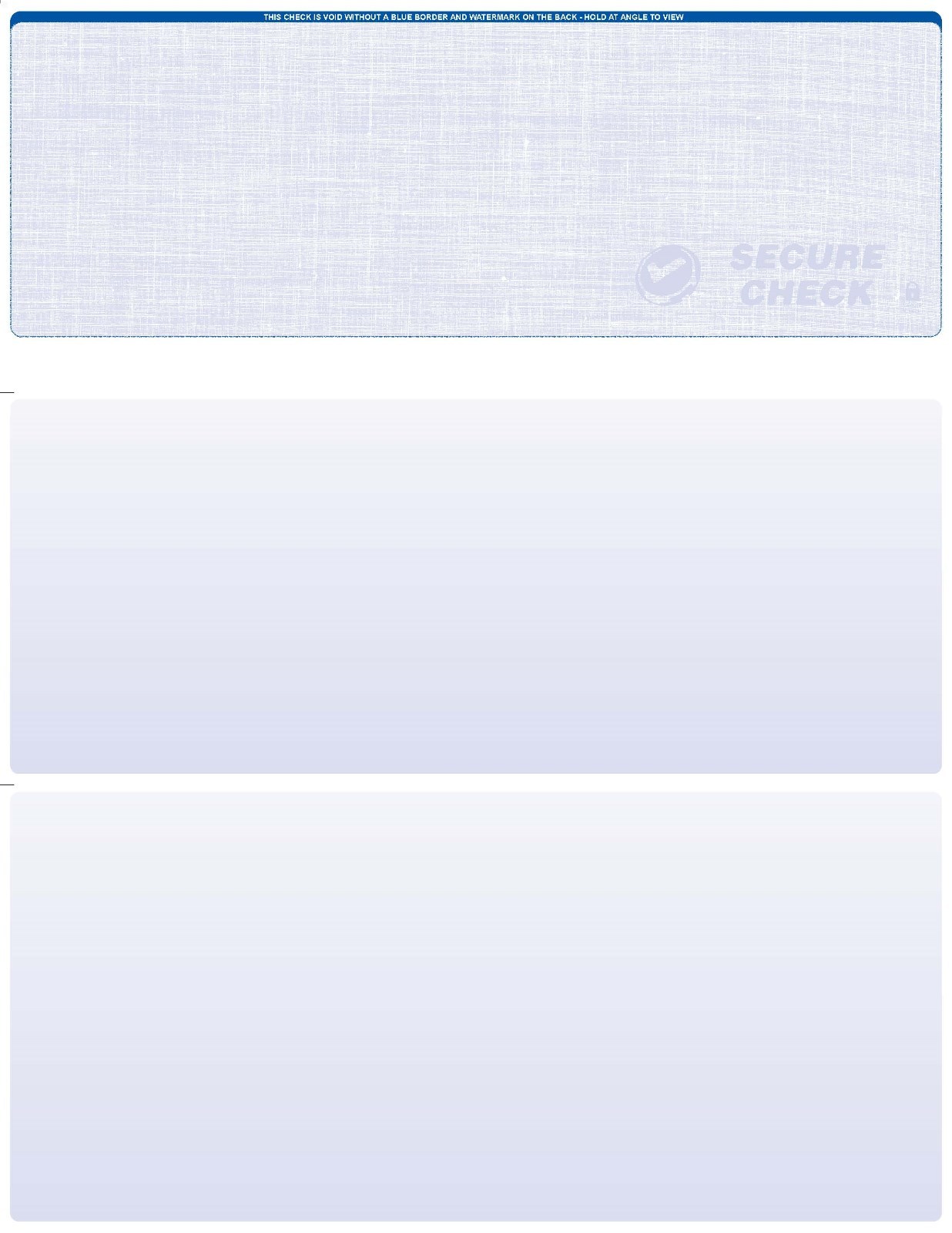 25 Blank Check Stock Paper – Check on Top – Linen – Blue