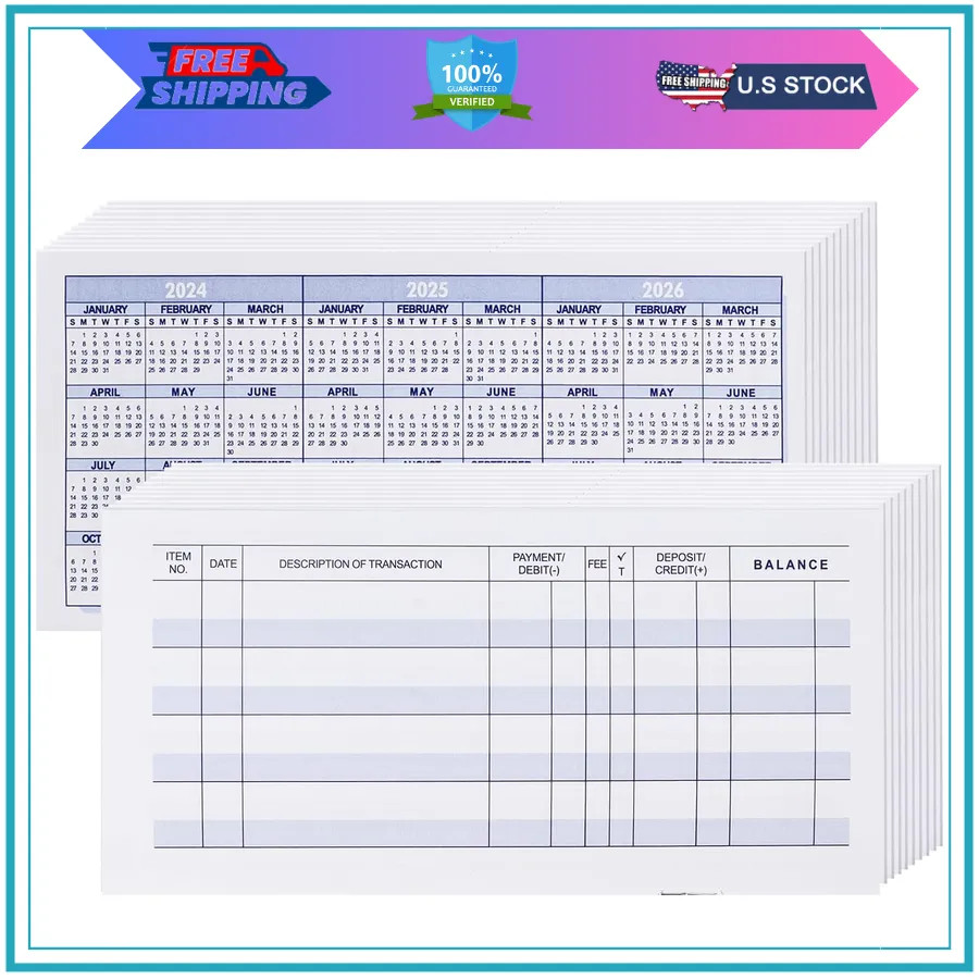 20 Pack Checkbook Registers Personal and Business Bank Transaction Ledger Books