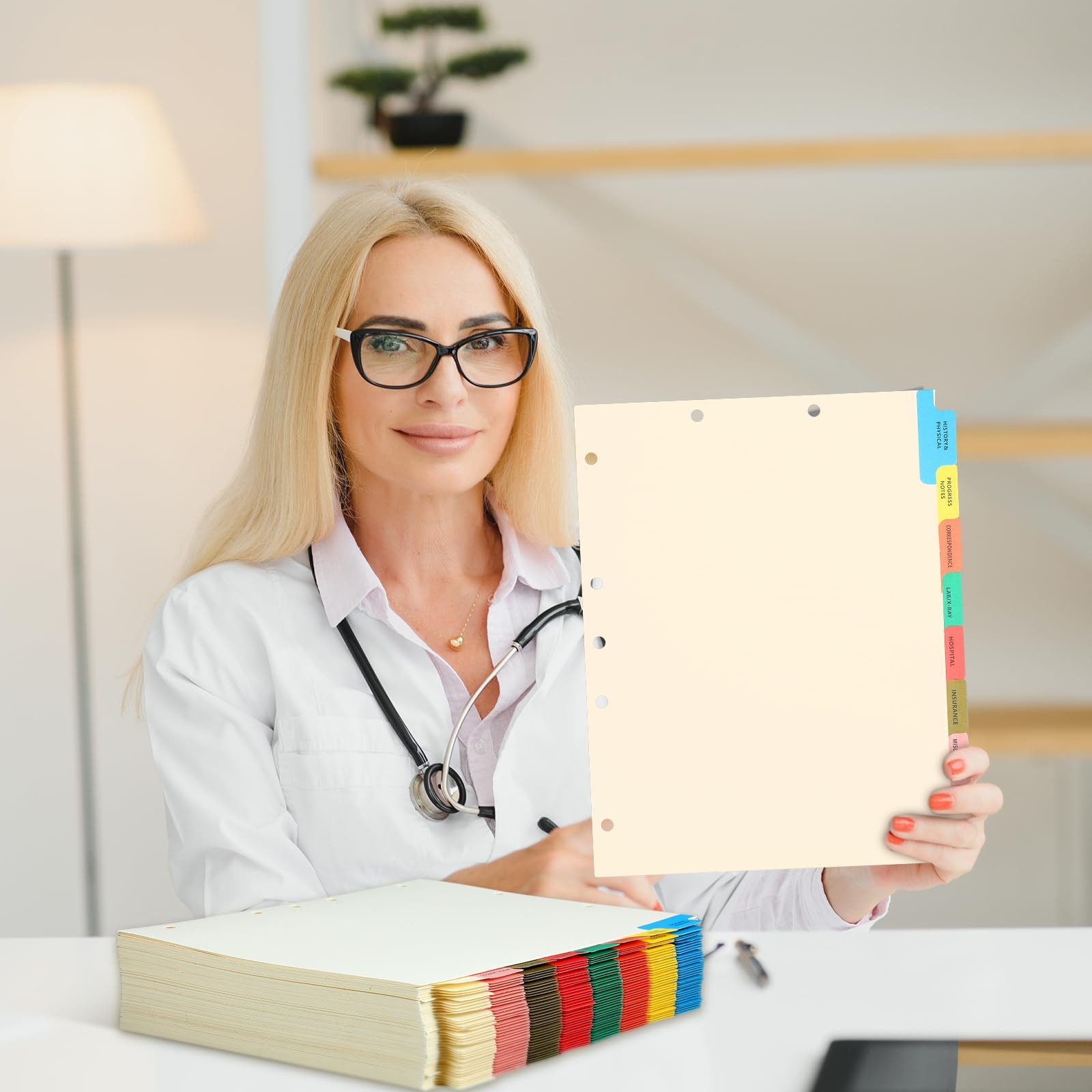 80 Sets Medical Chart Dividers with Tabs – 9 x 11 Inch, 8 Side Tabs Index Bla…