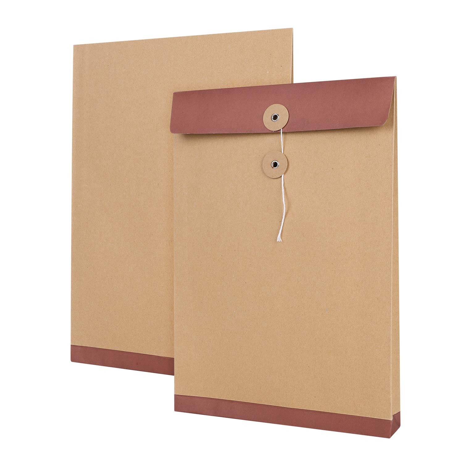 10 PCS A4 Kraft Paper File Folders Envelopes with String and Button Yellow