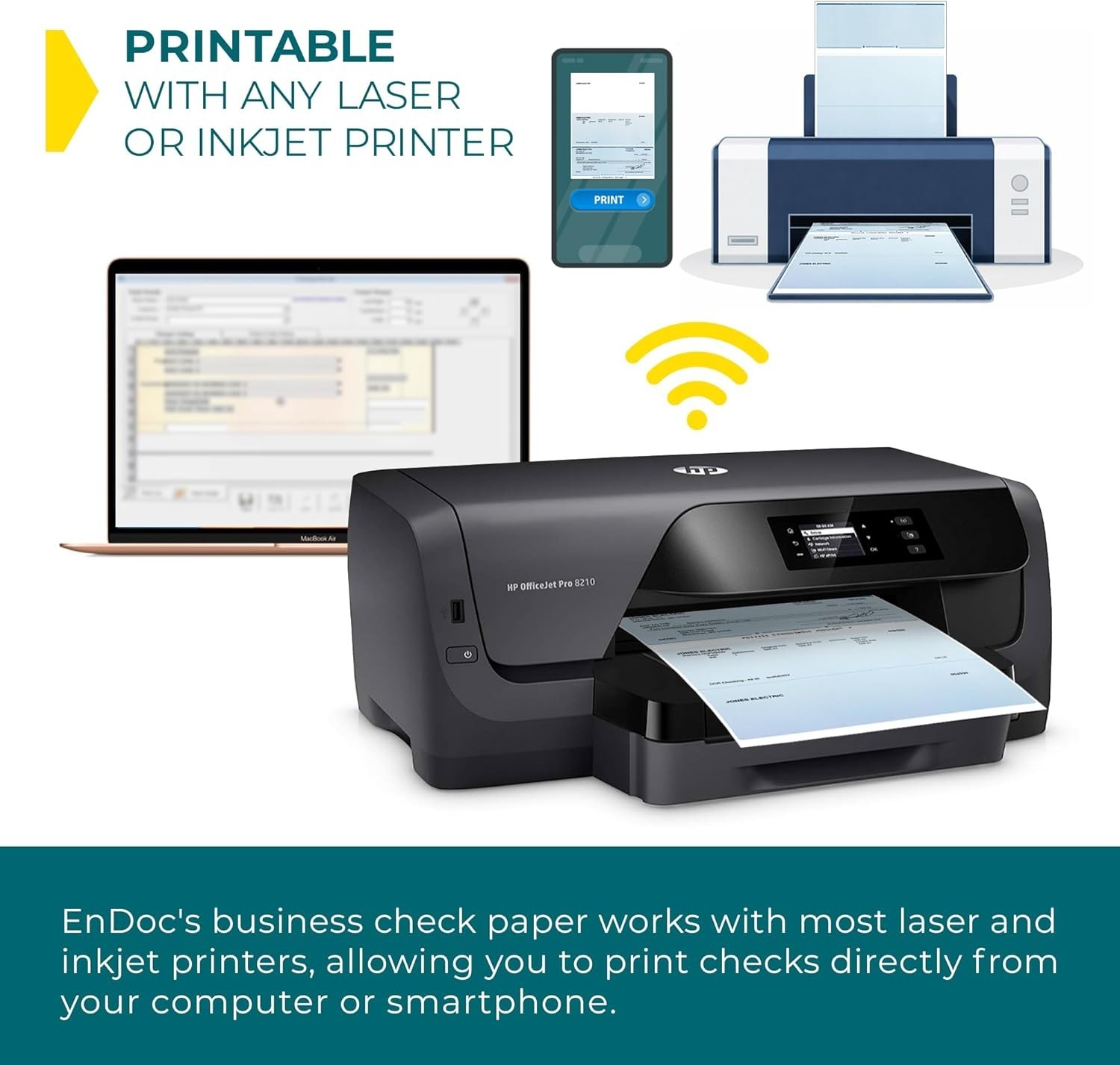 50 Sheets of Business Check Paper – Security Features & Laser Compatible