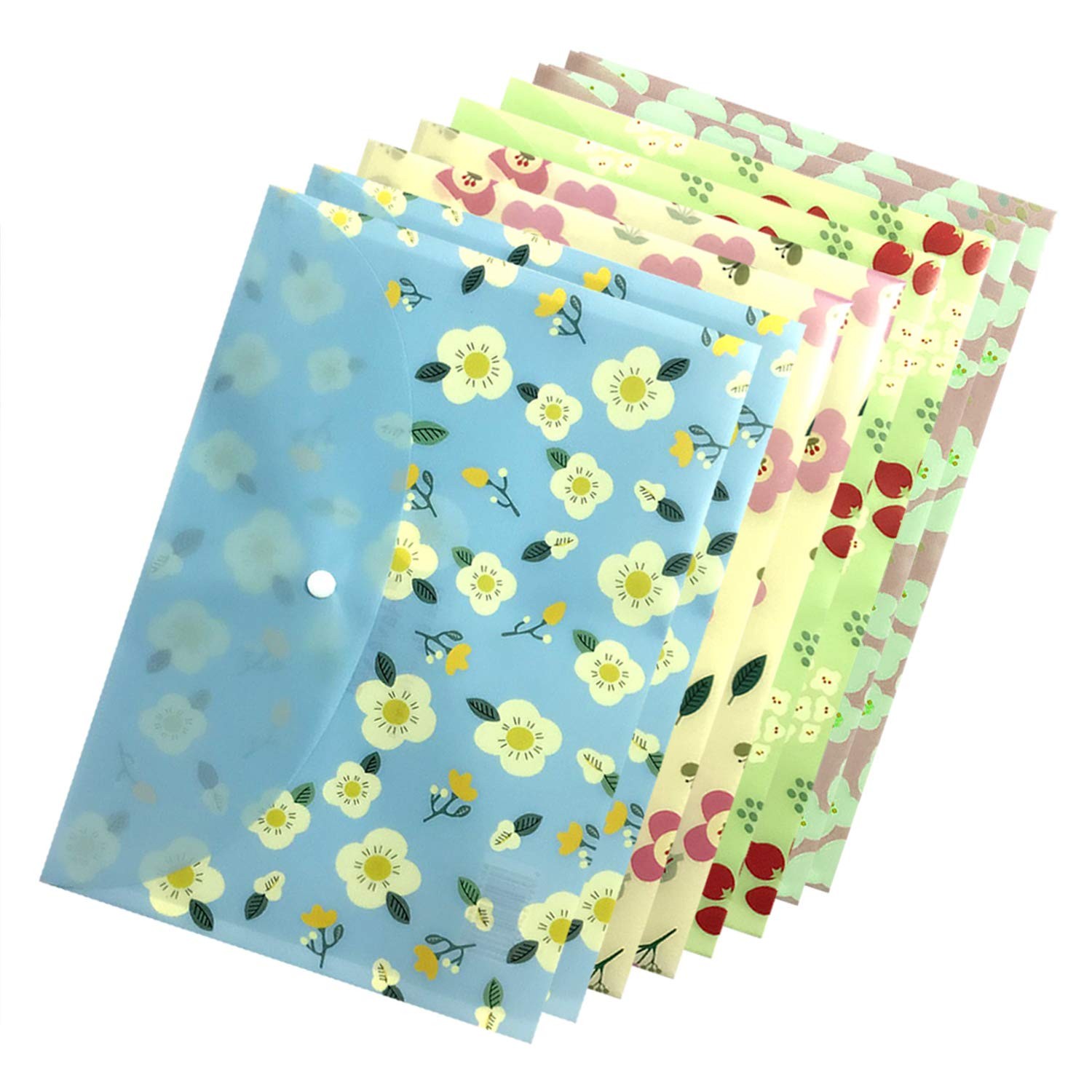Document Folder, Yeebline 8 Pack Poly Envelopes, Floral Printed Multicolor