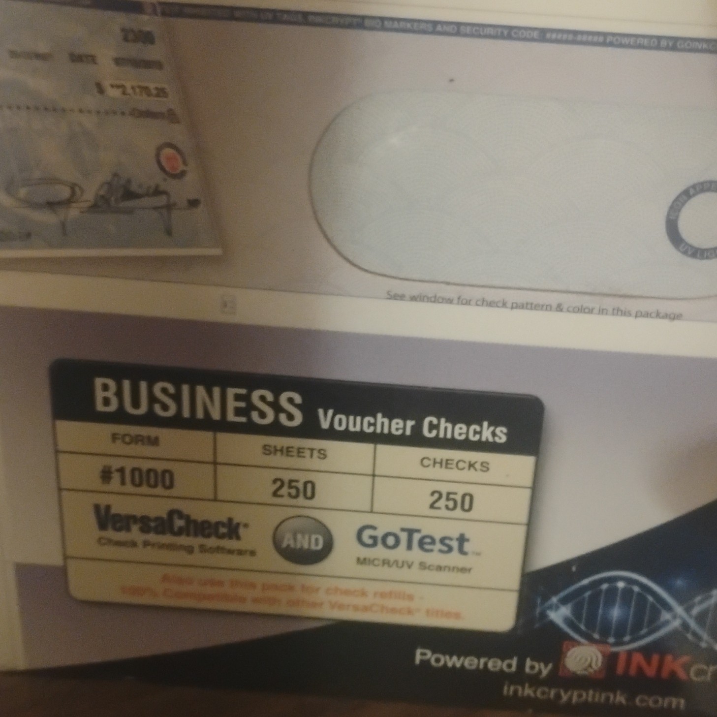 VersaCheck TopSecure Series Business Voucher Checks Form #1000 250 Sheets