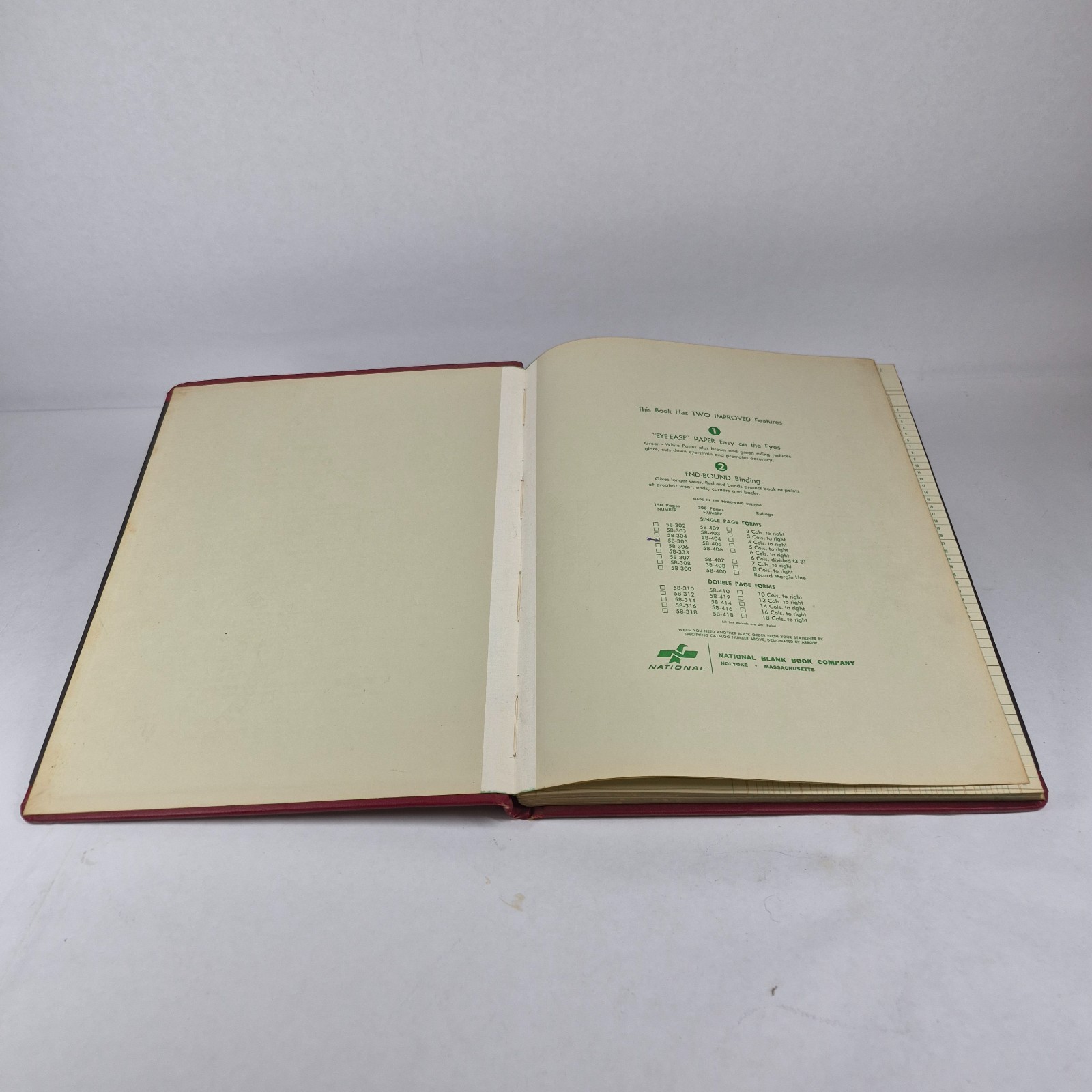 Vintage National Ledger Account Record Book Blank Ruled Pages Red Black 1648
