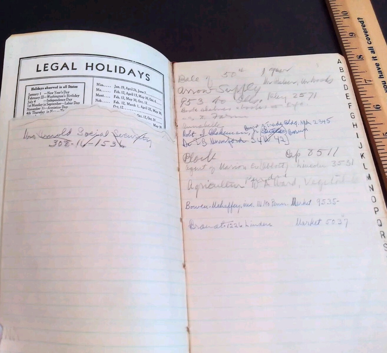 Vintage Ledger Book 1950 from National Blank Book Co. USA journal diary