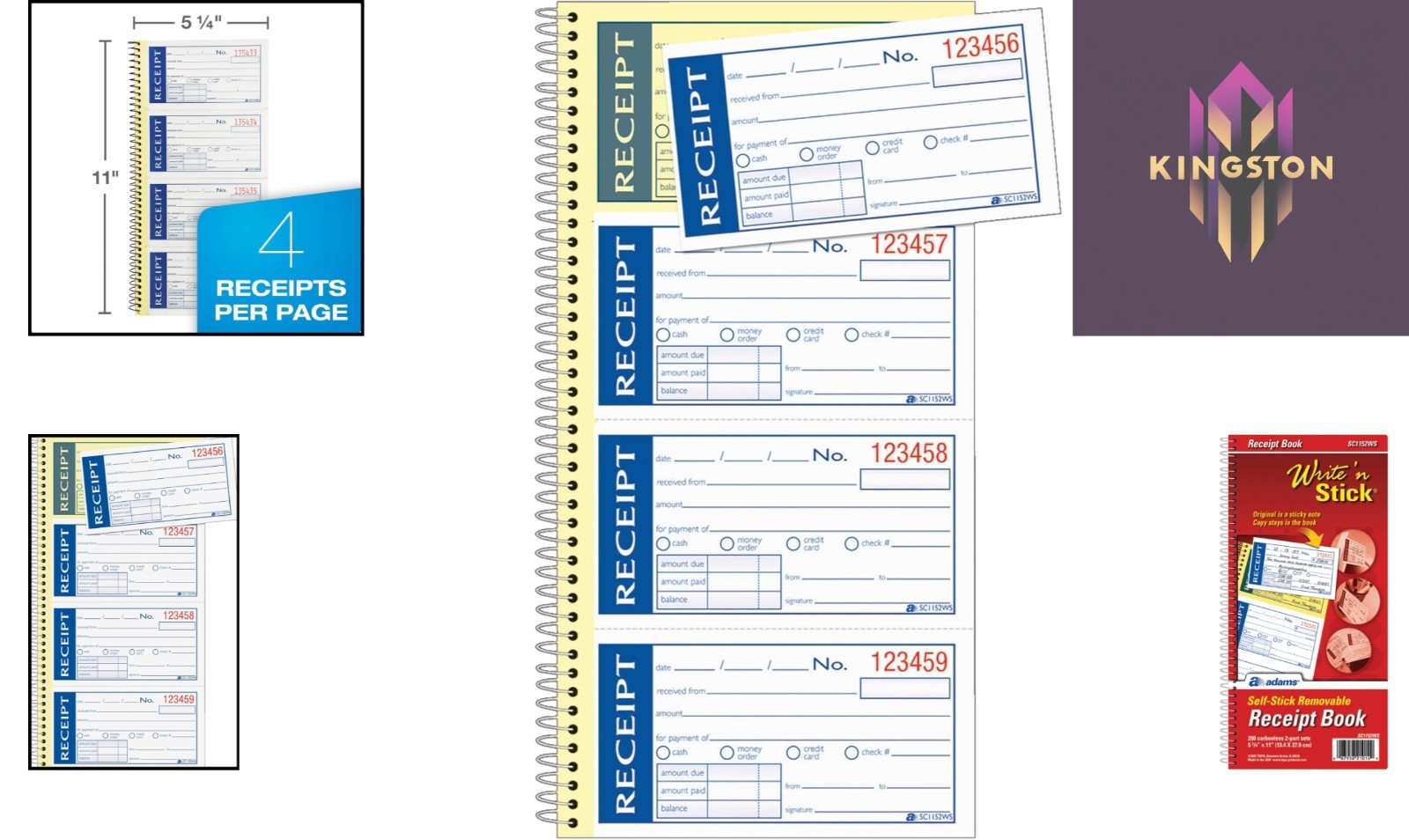 2-Part Carbonless Receipt Book with Peel & Stick Functionality – 5-1/4″ x 11″