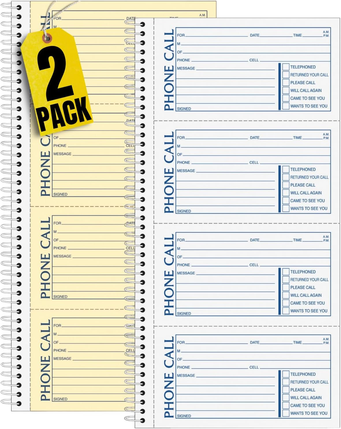 1Intheoffice Phone Message Book 2 Part Carbonless, 5″ X 3 3/8″ 2-Part Carbonless