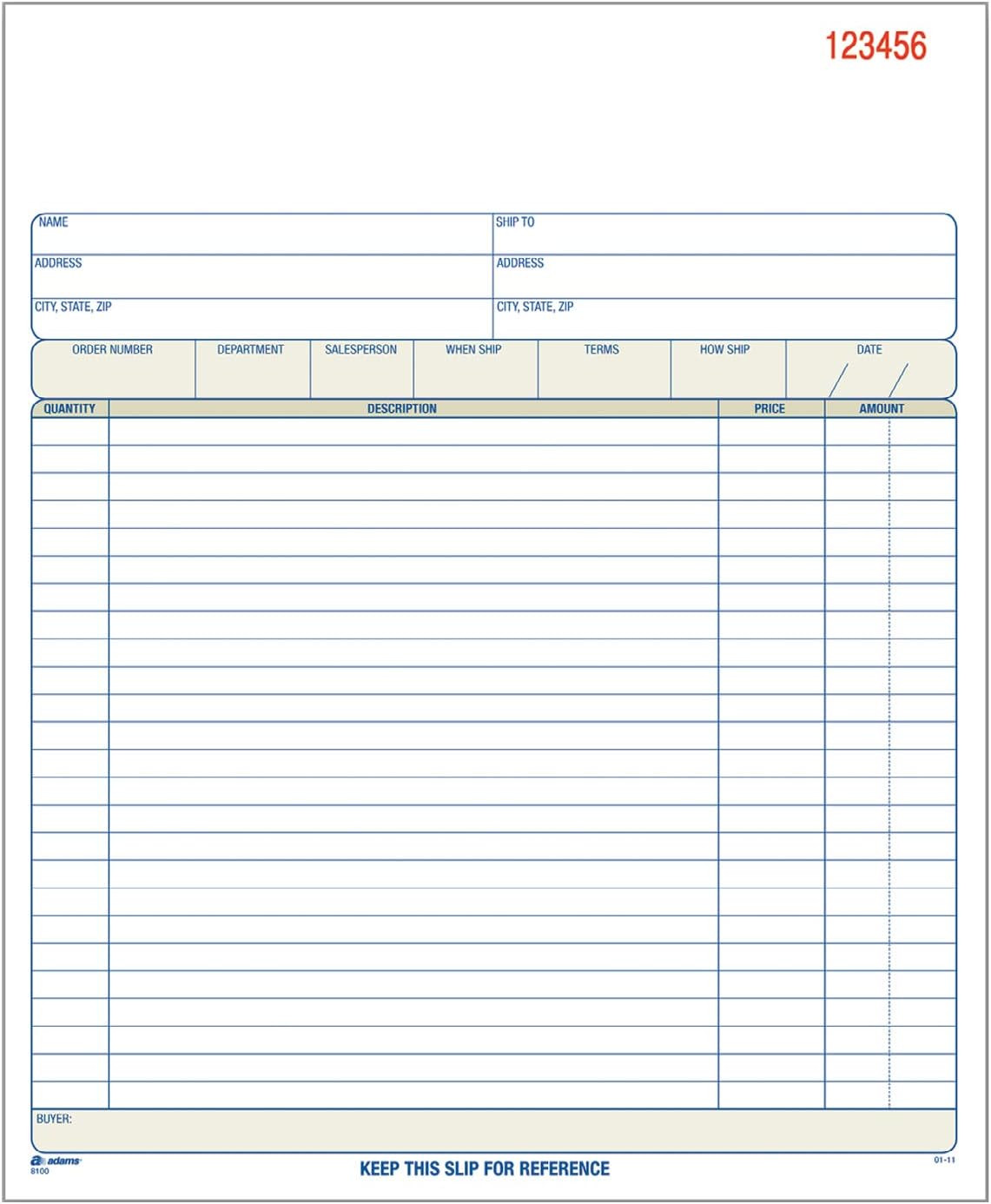 Order Book, Carbonless, White/Canary/Pink, 3-Part, 8-3/8 x 10-11/16 Inches, 50 S