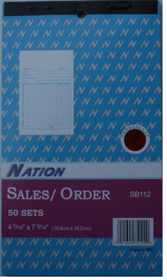 750 Carbonless 2 part 43/16″x73/16″ 50*15 set Sales Order Invoice Receipt Book