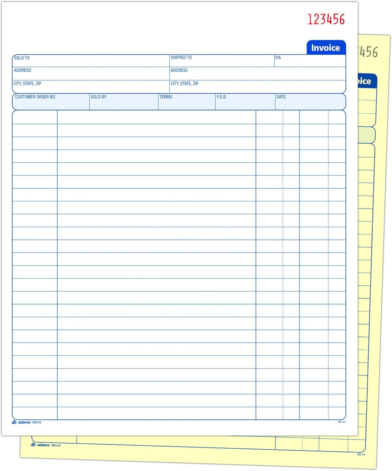 Invoice Book, 8-3/8 X 10-11/16 Inches, 2-Part, Carbonless, White/Canary