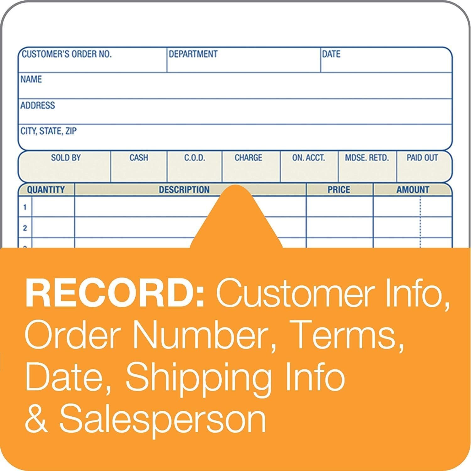 Adams Sales Order Book, 2-Part, Carbonless, White/Canary, 5-9/16 x 8-7/16…