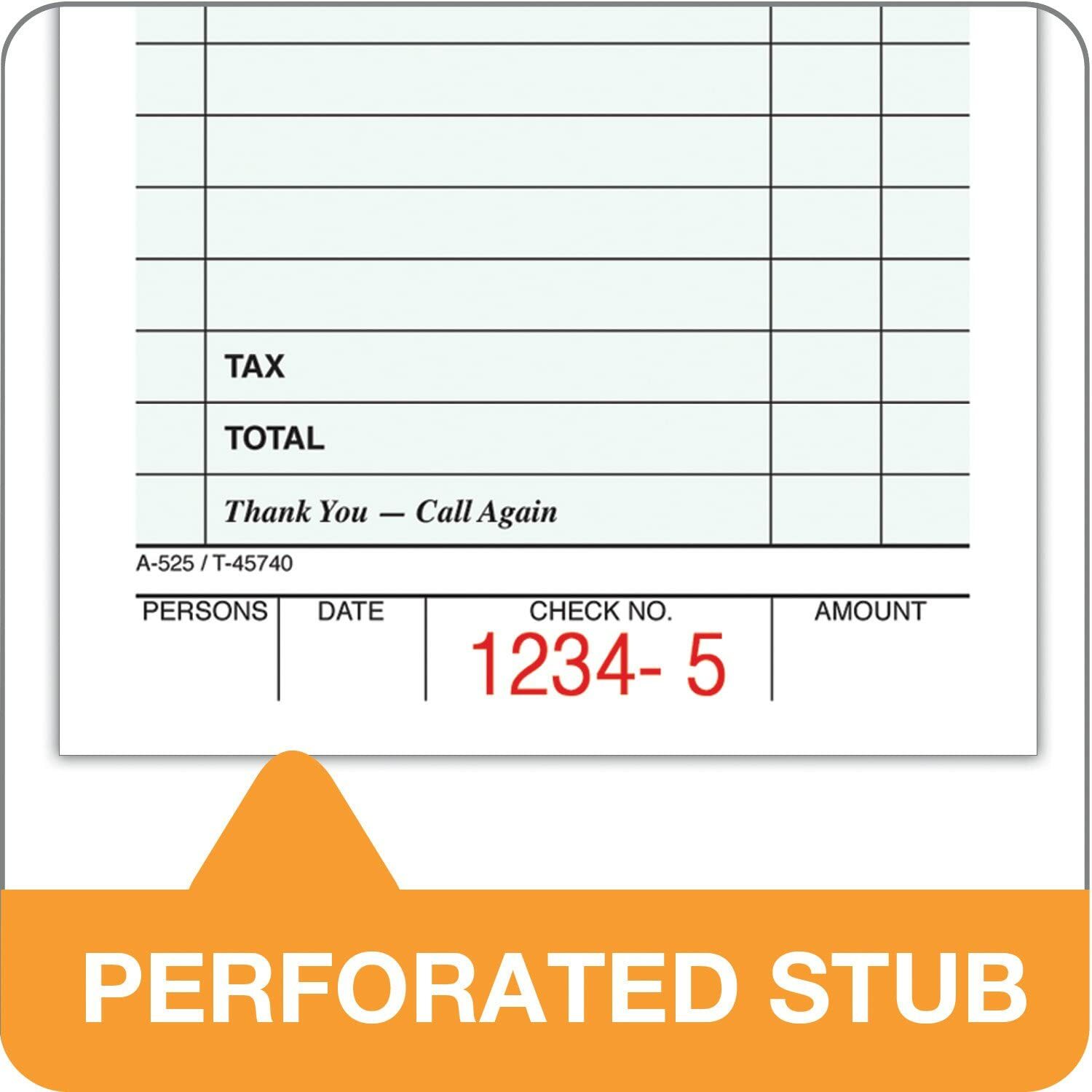 Adams 1-Part Guest Check Books, 3 2/5″ x 6 3/4″, 5 Pads Of 50 Sheets Each