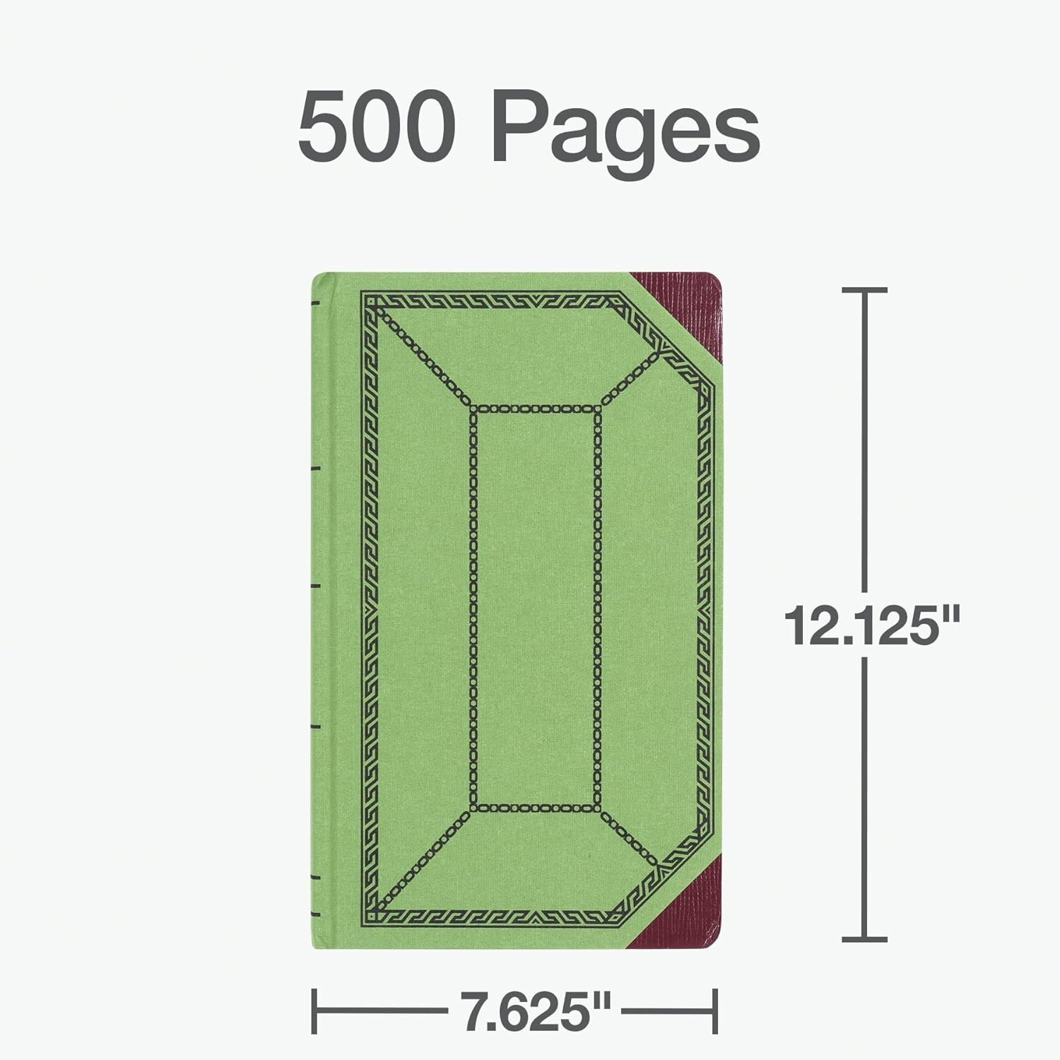 6718500R Record/Account Book, Record Rule, Green/Red, 500 Pages, 12 1/2 X 7 5/8
