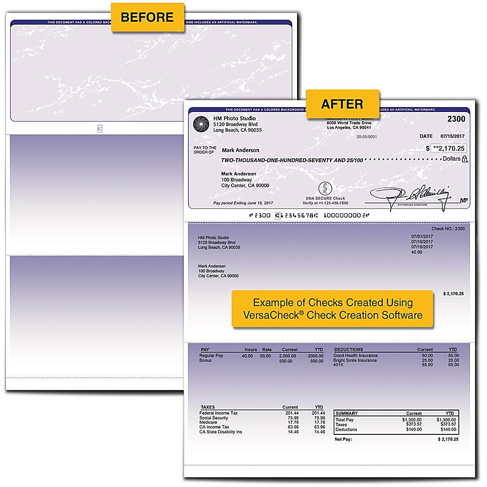 VERSACHECK UV SECURE BUSINESS CHECK REFILLS FORM # 1000 – MULTI
