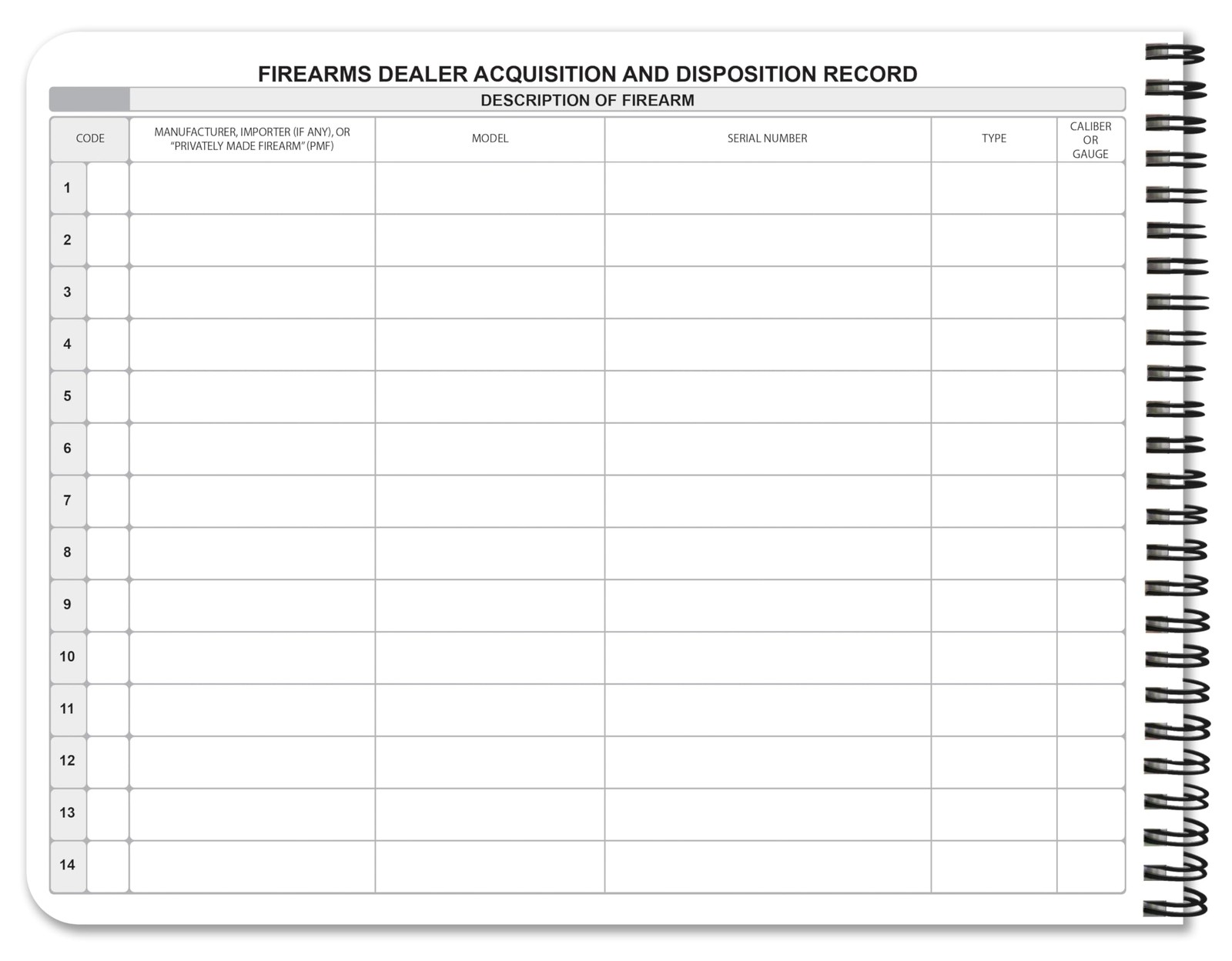 BookFactory ATF Log Book/Firearms Acquisition & Disposition Record 100 pages