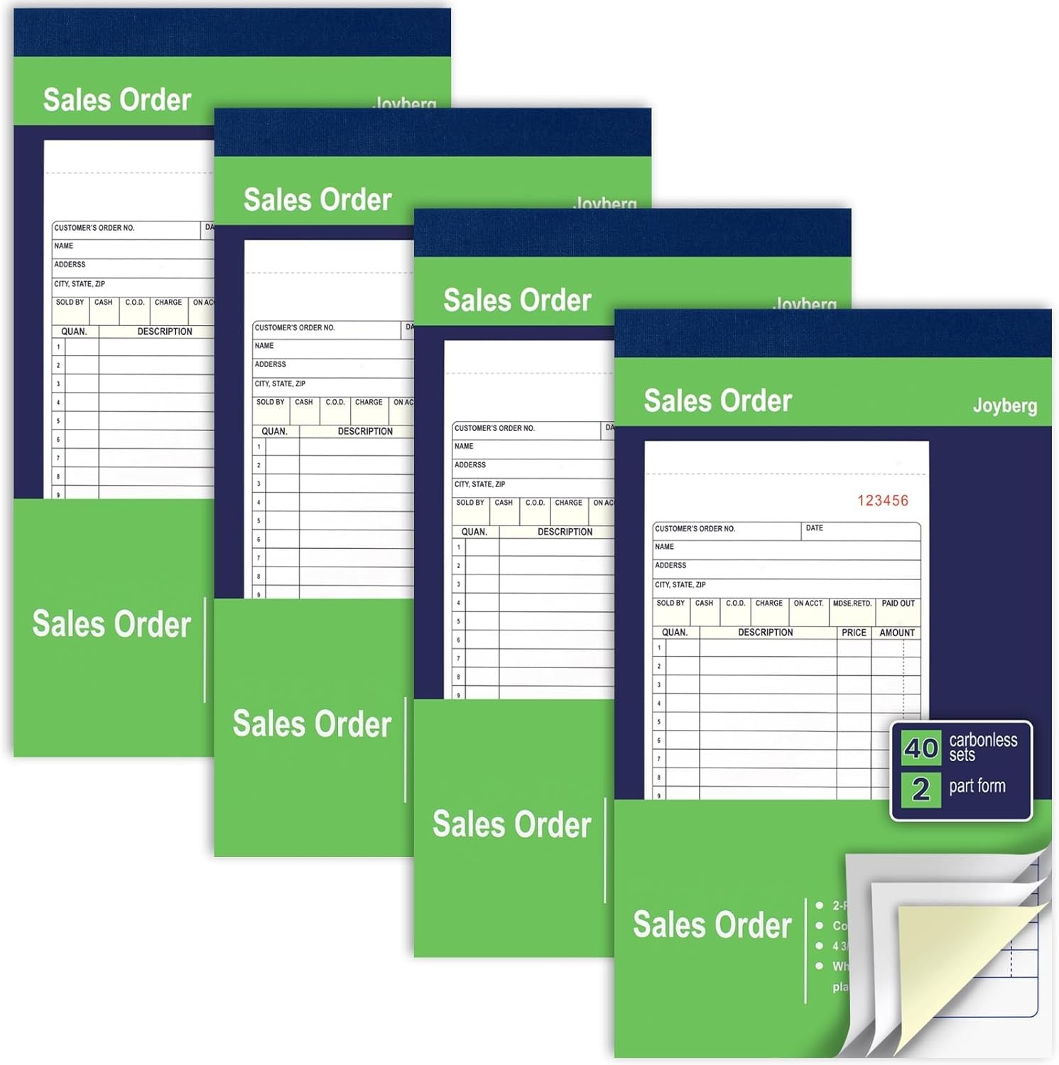 4 Pack Receipt Book, 4.17inx7.2in Receipt Book with Carbon Copies, 2-Part …