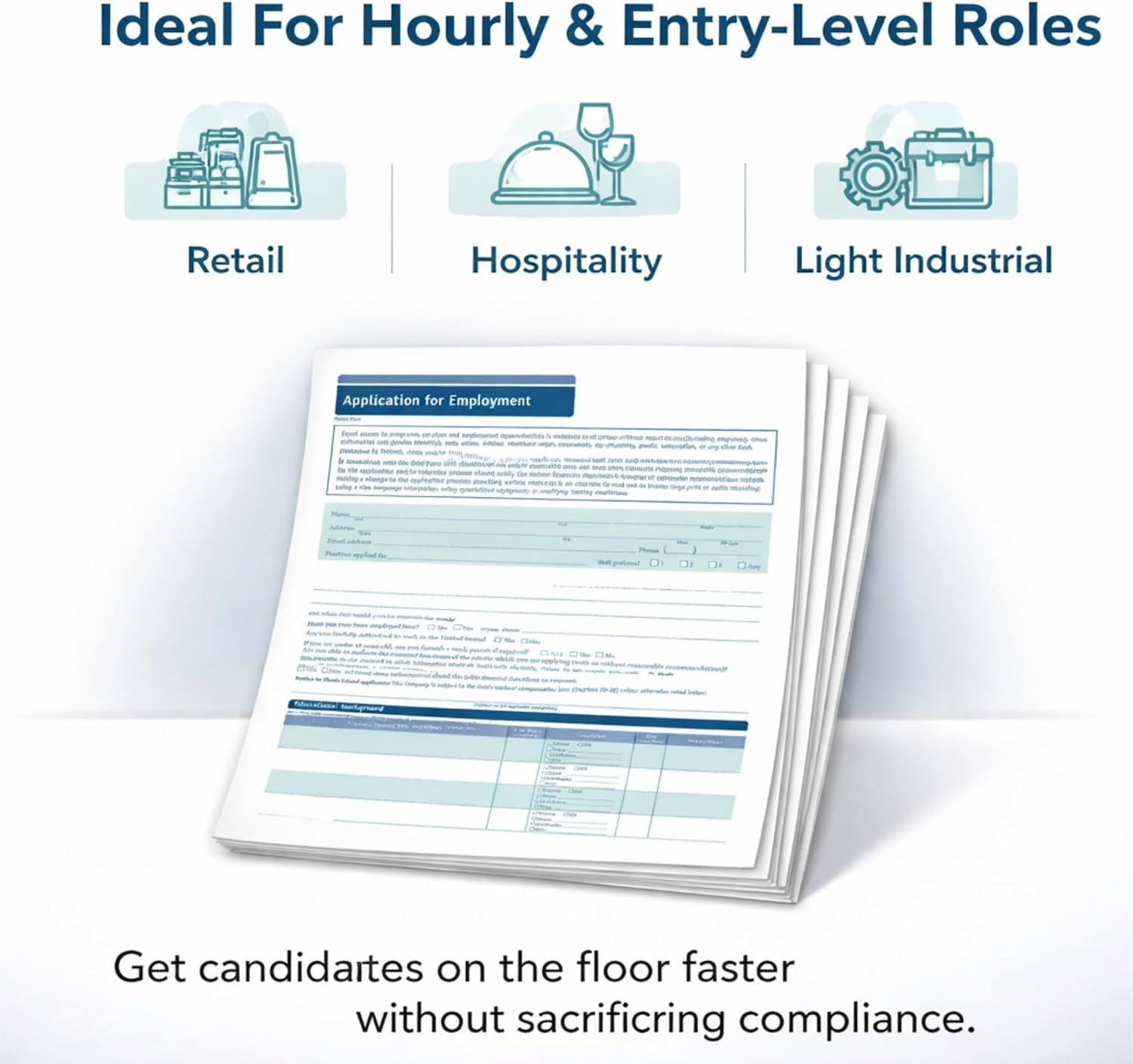 50 State Compliant Job Application Short Form 8 ½”x11 50 Pack
