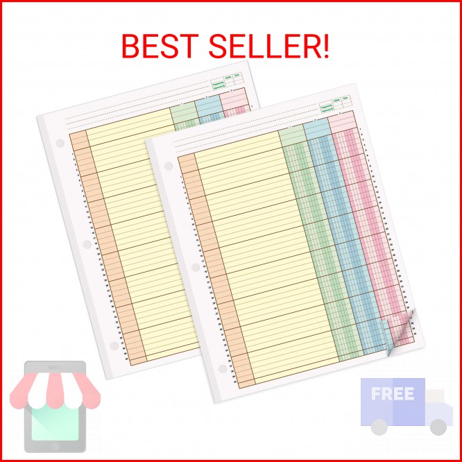 gisgfim 2 Pads 100 Sheets Columnar Analysis Pad 3 Hole Punch Accounting Ledger B