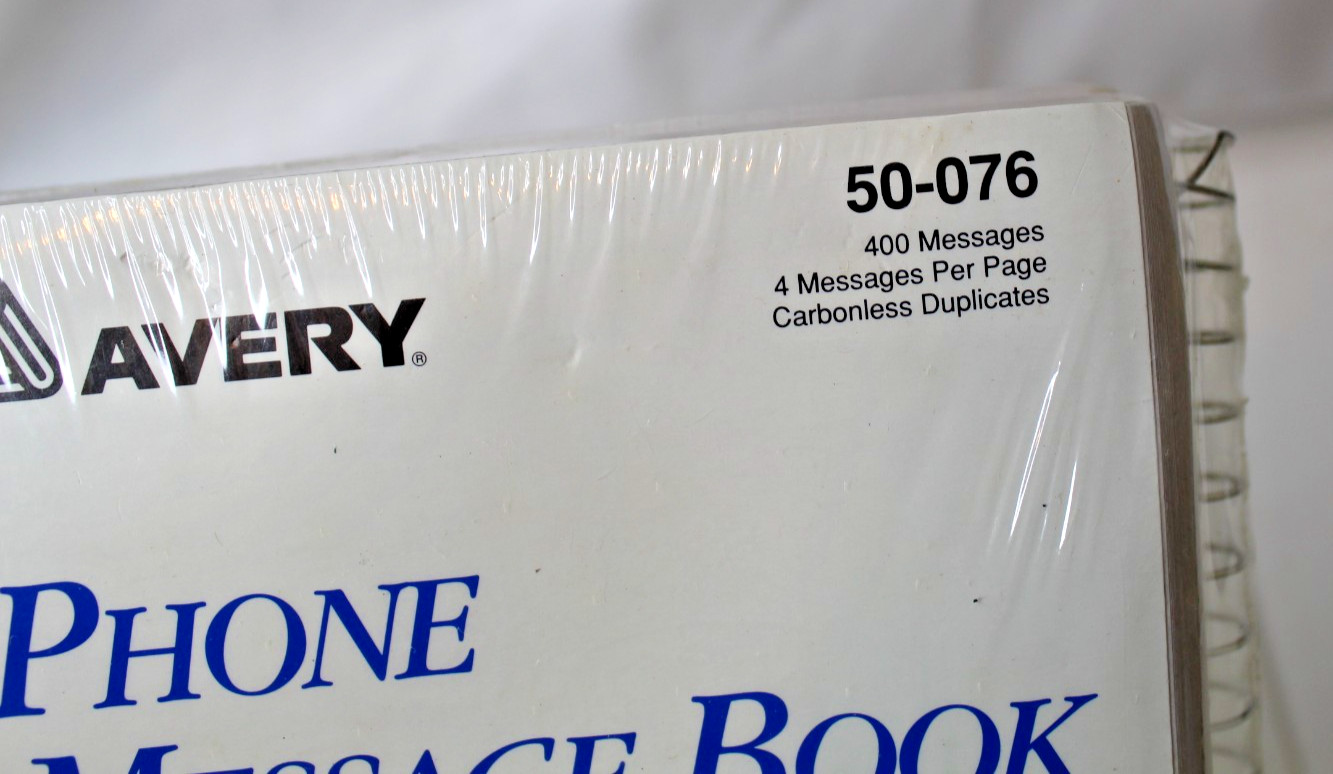 2 NOS Avery Phone Message Books #50-076 – Sealed – Carbonless 400 Messages Each