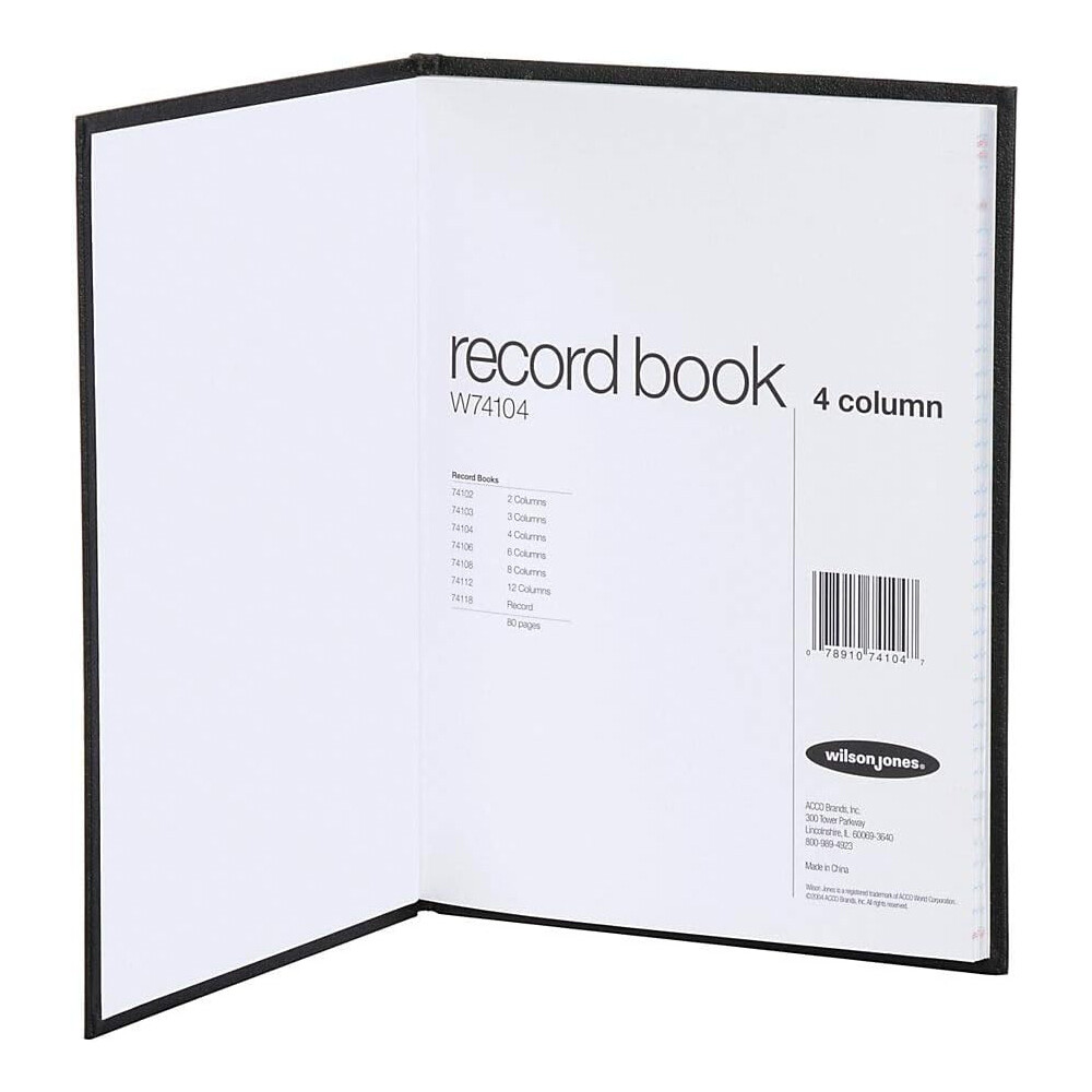 Wilson Jones Single Page Columnar Book, 9 1/4in. x 7in., 4 Columns