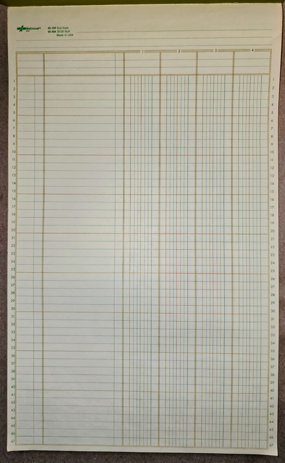 Vintage National Brand 4 Column Analysis Pad 45-104 – 14″ x 8 1/2″ x 1/4″ Thick