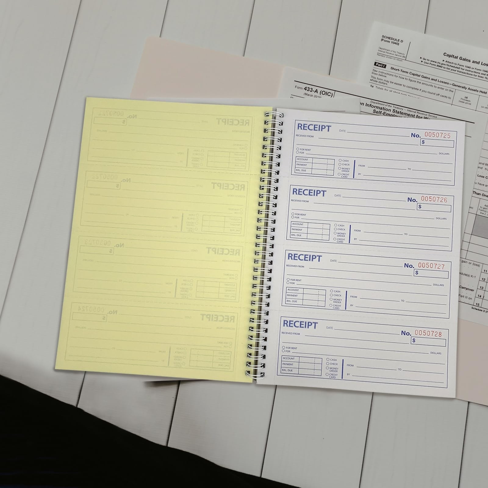 Spiral Money and Rent Receipt Book, 2-Part Carbonless (8.5″x11″), 100…