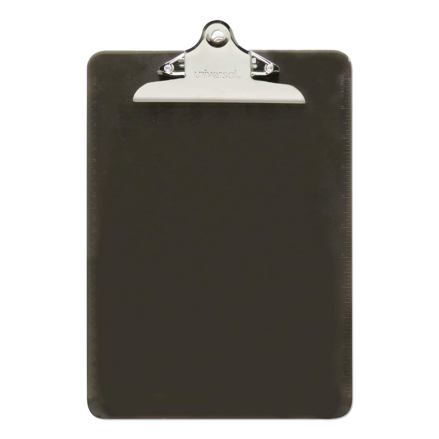 Universal Plastic Clipboard with 1.25″ Capacity Clip, Letter Size, Smoke