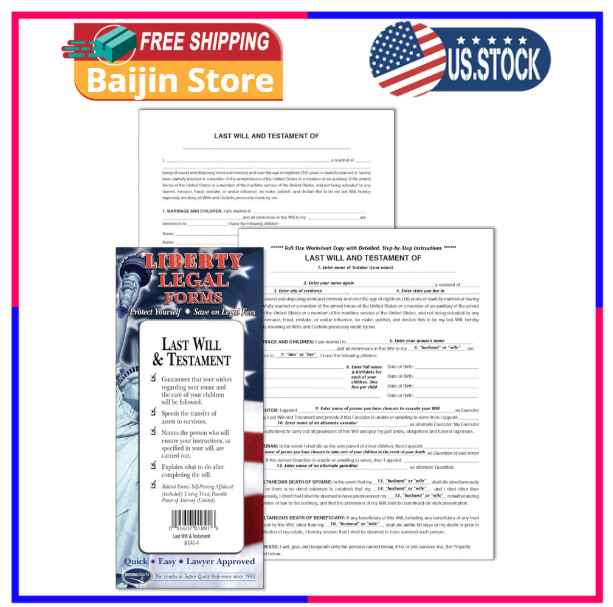 Last Will & Testament Forms Kit for USA – Complete Do-It-Yourself Legal Document