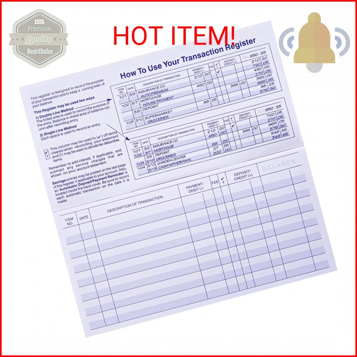 24 PCS Check Registers for Personal Checkbook, Easy to Read Checkbook Register