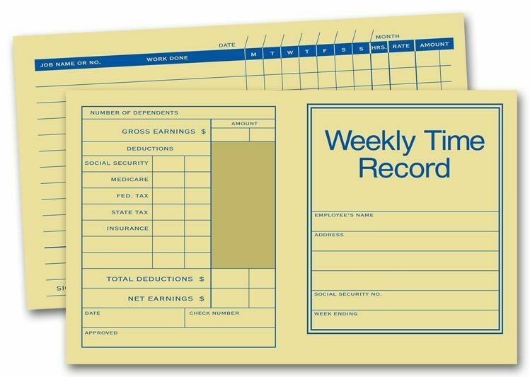 221 Pocket Size Weekly Time Records 7 x 4 1/4″ QTY 250