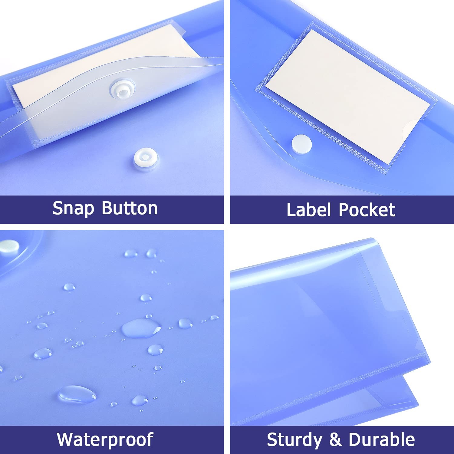 6 Pack Clear Document Folders Plastic 15.55 x 8.73 x 0.52 inches, 6 Color