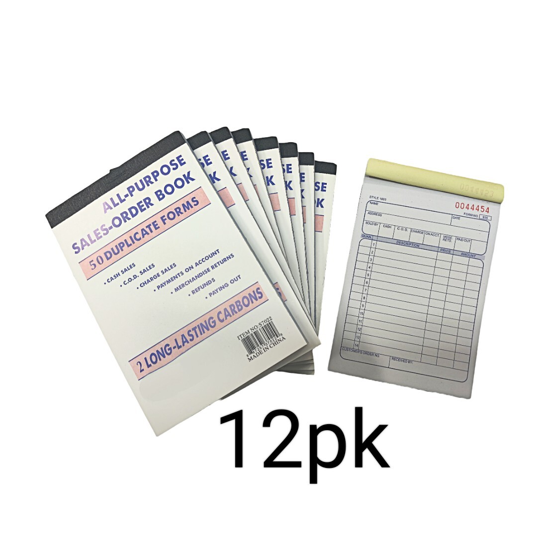 12pk Sales Order Book 2 Part 50 Sets All Purpose Receipt Ivoice Form Book