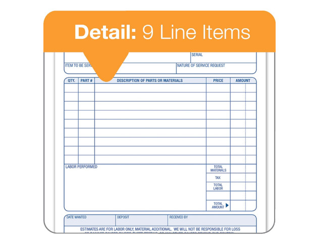 Adams Job Work Order Book, 3-Part Carbonless, 33 Sets, White 5-9/16″ X 8-7/16″