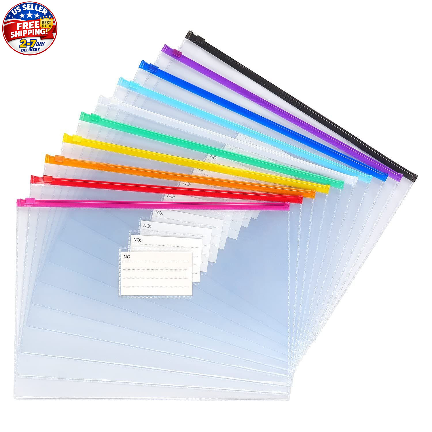 Tamaki 10 Pack Plastic Envelope Poly Zip Envelop A4, Multicolor