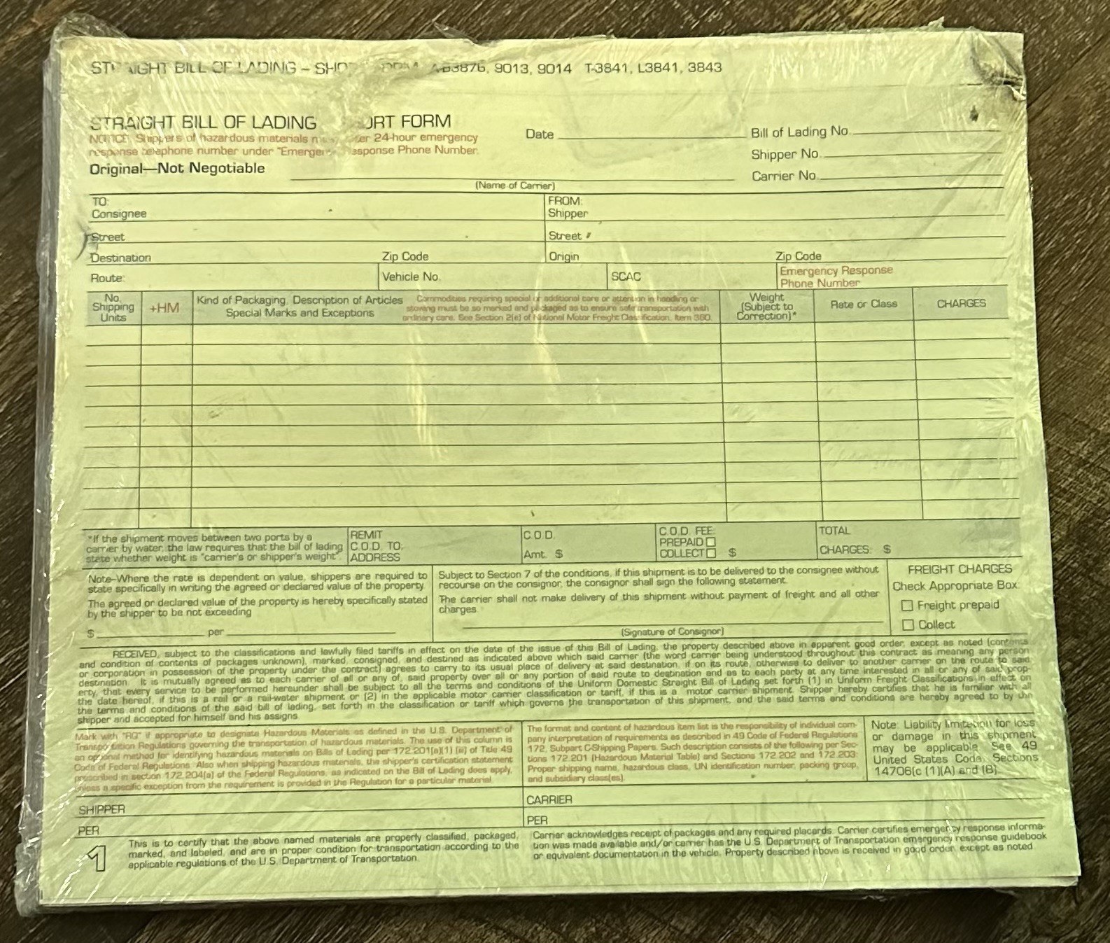Adams Bill Of Lading Carbonless 3 Part Form 50 Sheets A9