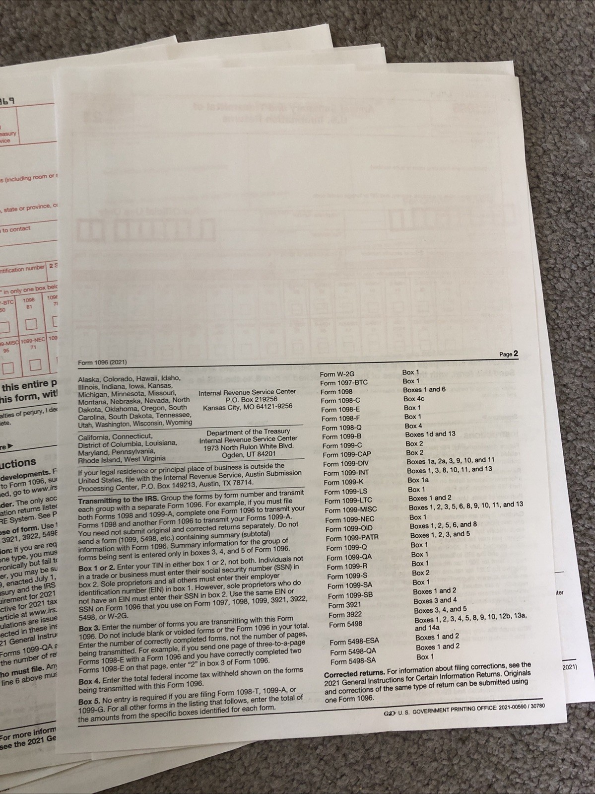 IRS 1096 Tax Form 10-pack: Five 2021 + Four 2022 + One 2023 + 4Instruction Books