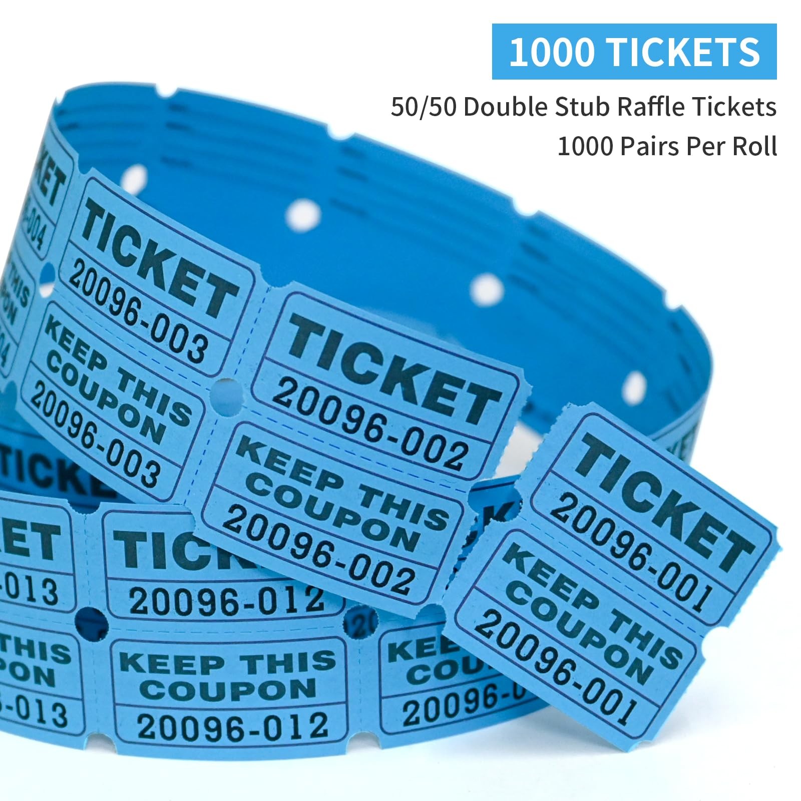 L LIKED Raffle Tickets Double Rolls 1000 4.5 x x 2.0 inches, 1000 Blue