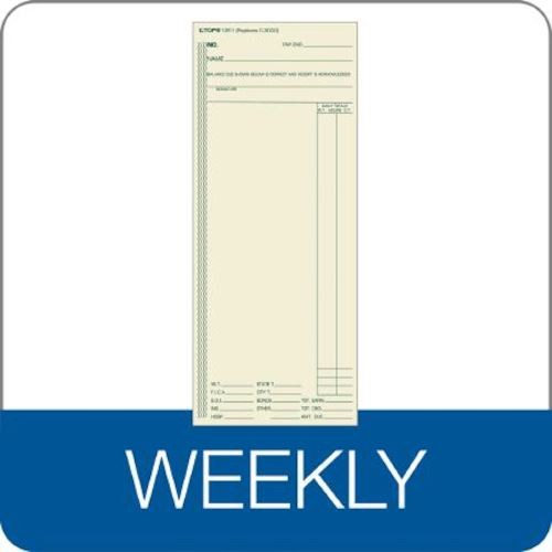 TOP1261 Time Card, Weekly, Manila, #C3000, #ATR206, Green Ink Front, 500 CD/BX