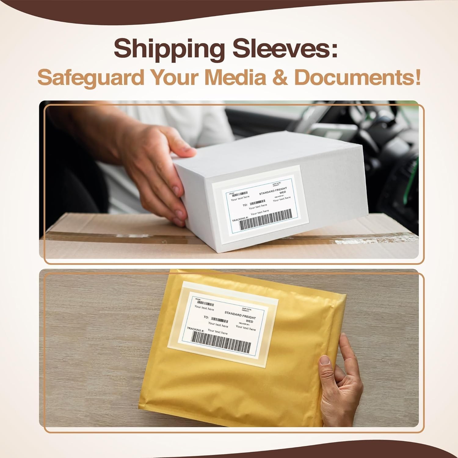 100 PCS 9.5×12 Inch Shipping Label Sleeves Adhesive Packing Slip Pouches Mat
