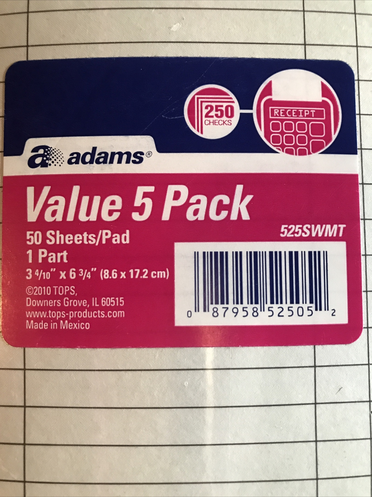 Adams Guest Check Pads, 5 Pack, Perforated, White, 3-2/5″ X 6-3/4″, 525SWMT